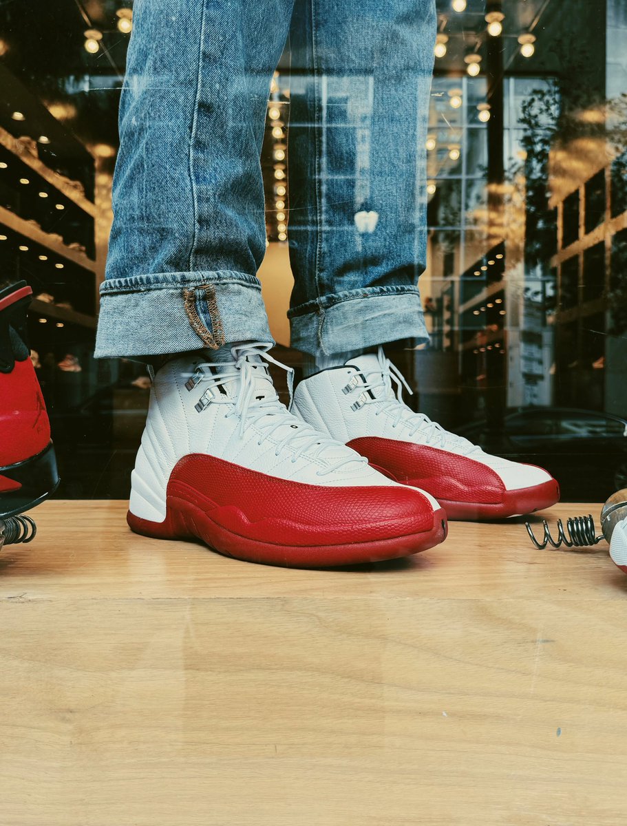 The Air Jordan 12 'Cherry' drops tomorrow, online at 10 AM ET and in-stores at 11 AM ET.