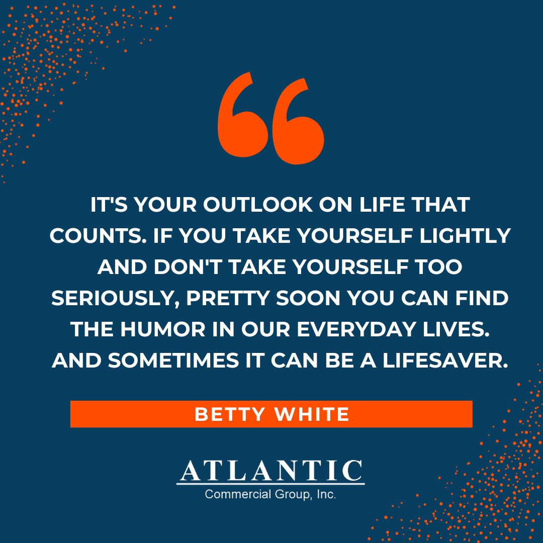 Atlantic_CG's tweet photo. "It's your outlook on life that counts. If you take yourself lightly and don't take yourself too seriously, pretty soon you can find the humor in our everyday lives. And sometimes it can be a lifesaver." - Betty White
#quotemeonthat #fridayquote #fridaymotivation https://t.co/lwyd9GjPEm