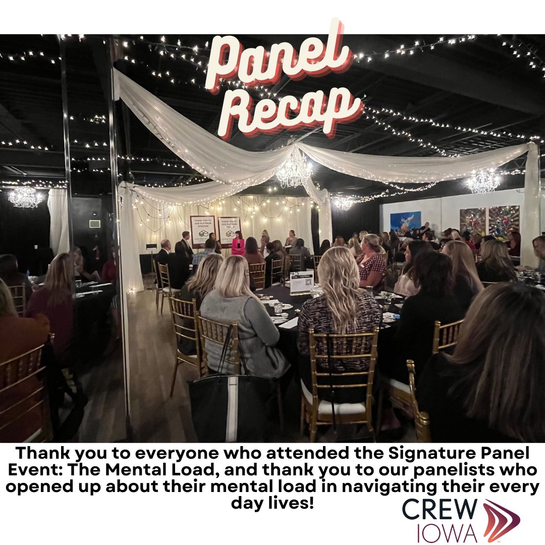 CREWIowa's tweet photo. Thank you to everyone who attended the Signature Panel Event: The Mental Load, and thank you to our panelists who opened up about their mental load in navigating their every day lives! https://t.co/sKZOIvMH0p