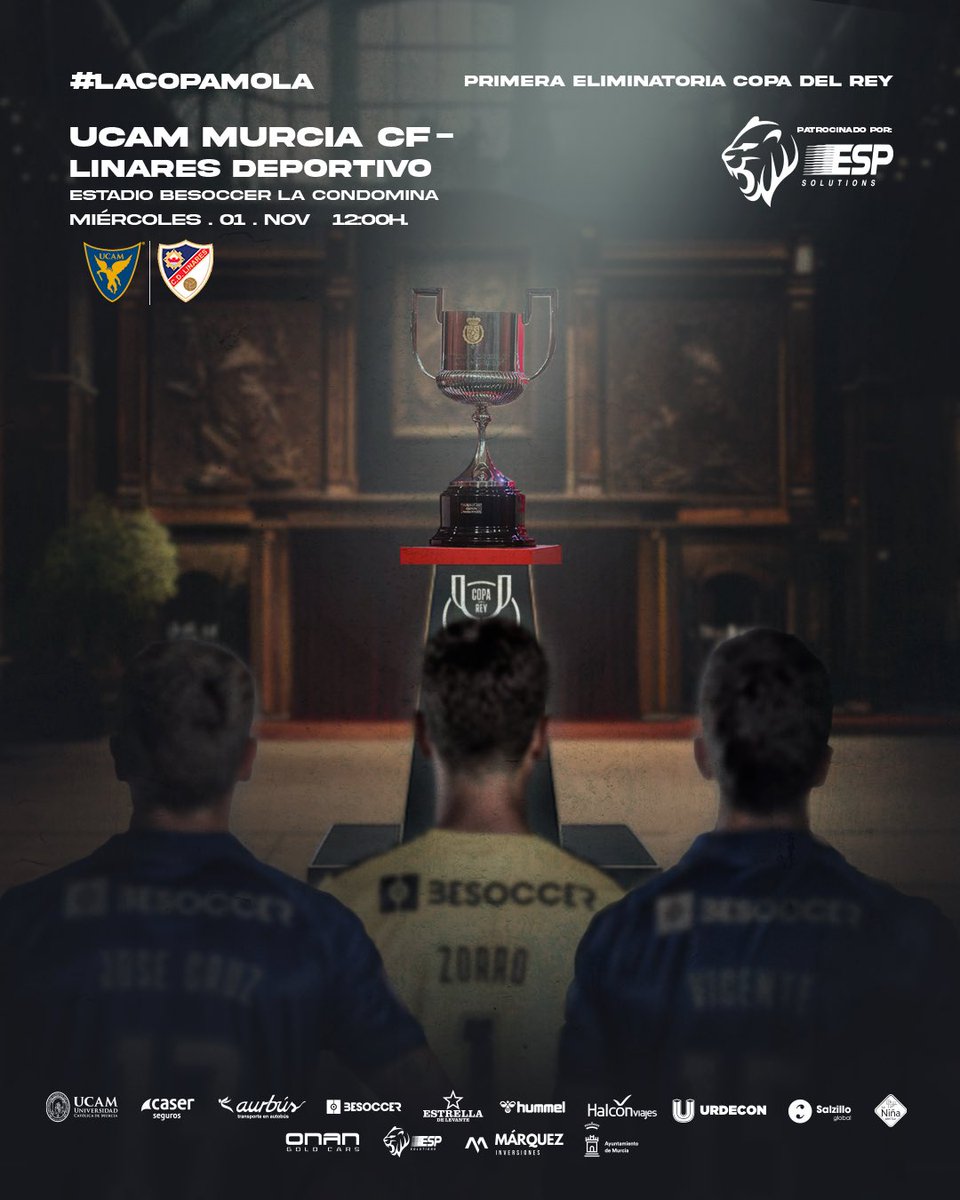 UCAM Murcia CF (@ucammurciacf) on Twitter photo 🏆 #LaCopaMola | 𝐕𝐮𝐞𝐥𝐯𝐞 𝐥𝐚 𝐦𝐚𝐠𝐢𝐚 𝐝𝐞 𝐥𝐚 𝐂𝐨𝐩𝐚 𝐝𝐞𝐥 𝐑𝐞𝐲.
📆 Miércoles 1 de noviembre.
🆚 <a href="/Linares_Dptvo/">Linares Deportivo 💙⚒</a>.
⌚️ 12:00h.
🏟️ Estadio BeSoccer La Condomina.
💙 Una entrada EXTRA GRATUITA para nuestros abonados.
🎟️ <a href="/Compralaentrada/">Compralaentrada</a>.
⭐️ Partido 🏆 #LaCopaMola | 𝐕𝐮𝐞𝐥𝐯𝐞 𝐥𝐚 𝐦𝐚𝐠𝐢𝐚 𝐝𝐞 𝐥𝐚 𝐂𝐨𝐩𝐚 𝐝𝐞𝐥 𝐑𝐞𝐲.
📆 Miércoles 1 de noviembre.
🆚 <a href="/Linares_Dptvo/">Linares Deportivo 💙⚒</a>.
⌚️ 12:00h.
🏟️ Estadio BeSoccer La Condomina.
💙 Una entrada EXTRA GRATUITA para nuestros abonados.
🎟️ <a href="/Compralaentrada/">Compralaentrada</a>.
⭐️ Partido