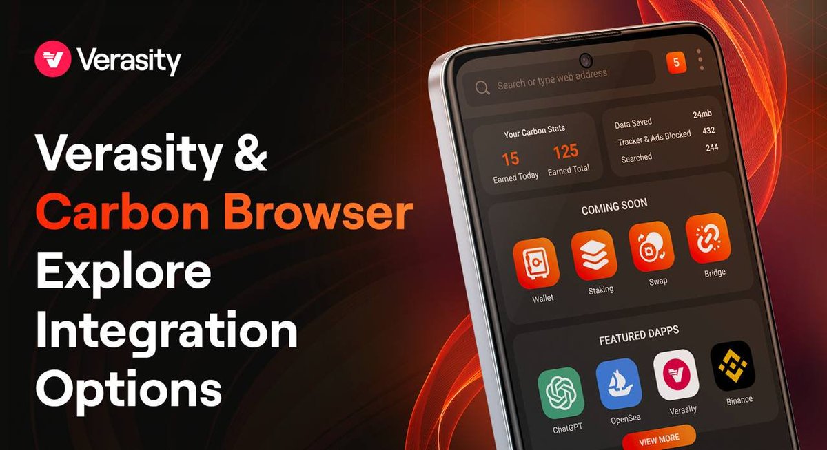 Verasity (2025 β©) (@verasitytech) on Twitter photo #Verasity and <a href="/trycarbonio/">Carbon Browser</a> are exploring the integration of #ProofofView powered ad-fraud prevention for the Carbon Browser! π₯
We love <a href="/trycarbonio/">Carbon Browser</a>'s focus on seamless #Web3 adoption and privacy, with over 7 million users onboarded to date! π€―
Make sure you follow them on <a href="/X/">X</a>, #Verasity and <a href="/trycarbonio/">Carbon Browser</a> are exploring the integration of #ProofofView powered ad-fraud prevention for the Carbon Browser! π₯
We love <a href="/trycarbonio/">Carbon Browser</a>'s focus on seamless #Web3 adoption and privacy, with over 7 million users onboarded to date! π€―
Make sure you follow them on <a href="/X/">X</a>,