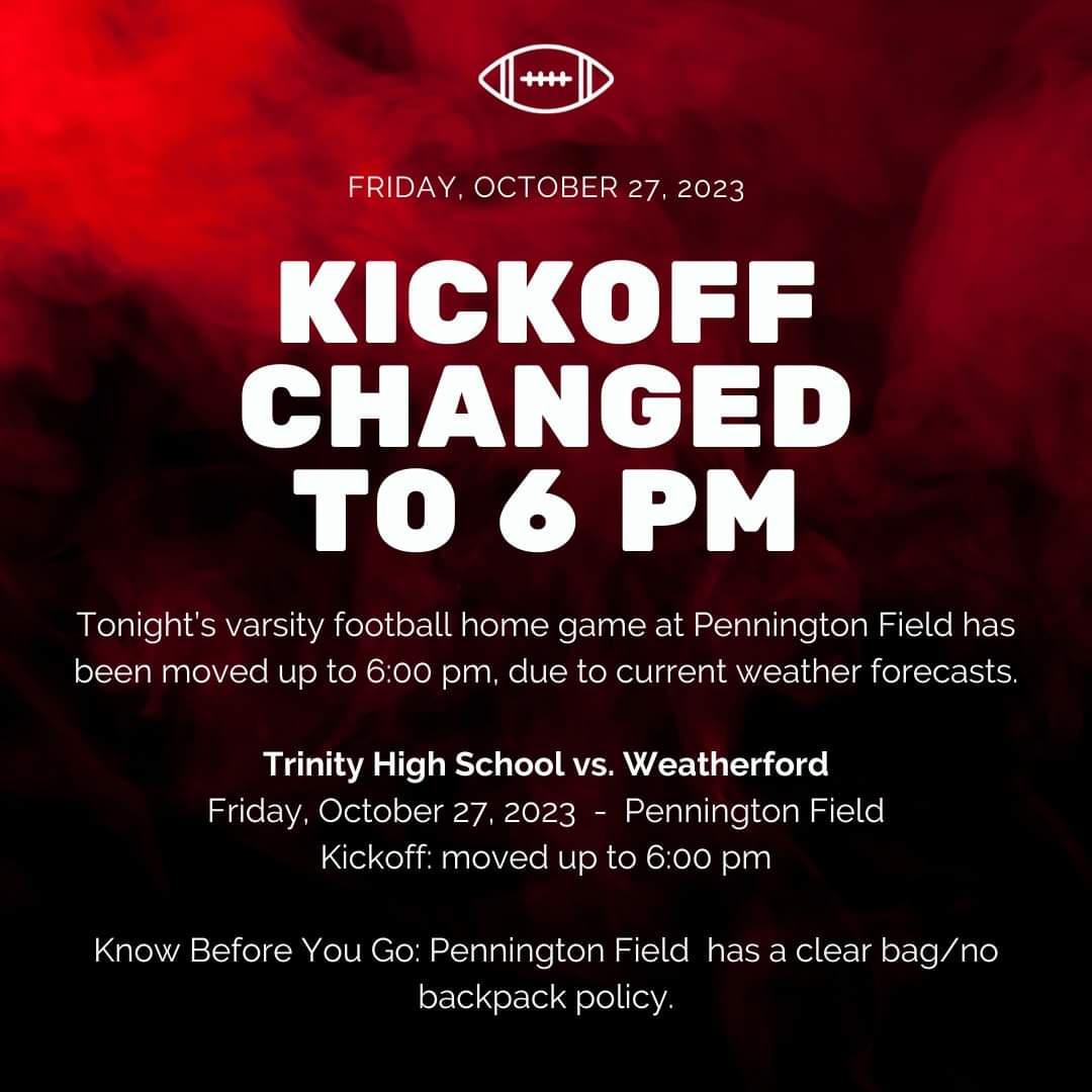 Trojan Family.  Tonight games has been moved up to 6pm.