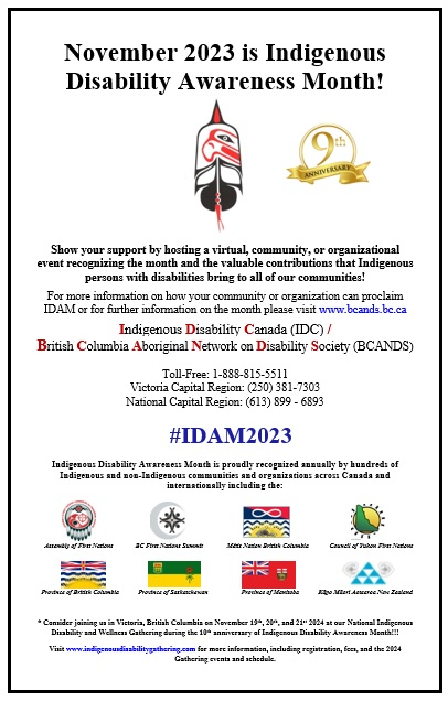 BCANDS1's tweet photo. November marks the 9th anniversary of Indigenous Disability Awareness Month in Canada! Join thousands of organizations, communities and individuals in celebrating the amazing contributions of First Nation, Inuit and Métis peoples living with disabilities!
https://t.co/SQ2Zo4KA9O https://t.co/0ktF3S7I5d
