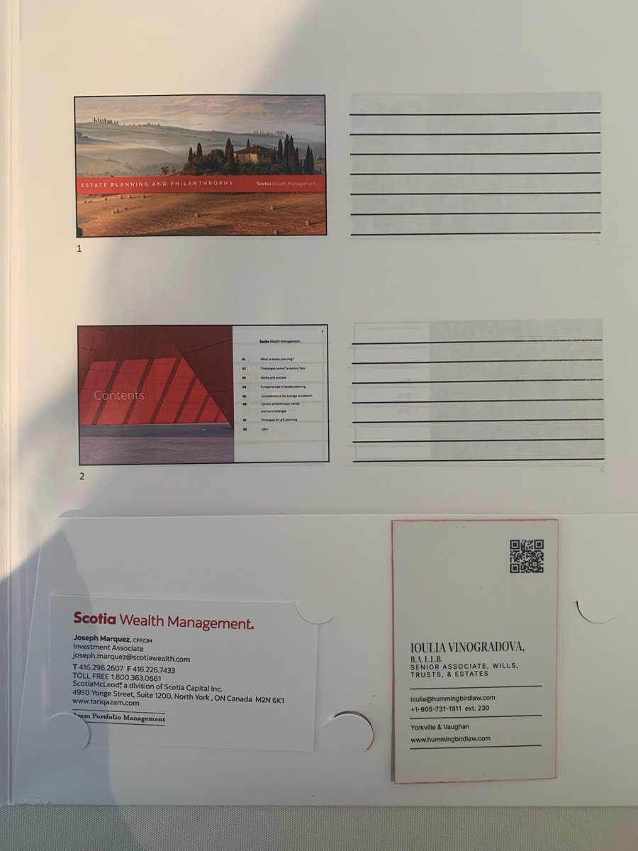HummingbirdLaw's tweet photo. Our senior estates lawyer, Ioulia Vinogradova, co-presented with Joseph Marquez on  how a properly set out estate plan, with philanthropic considerations, can significantly reduce taxes on death, while leaving behind a legacy.

#estateplanning  #probate #deathtaxes #estateslawyer https://t.co/4XBFGdEL0t