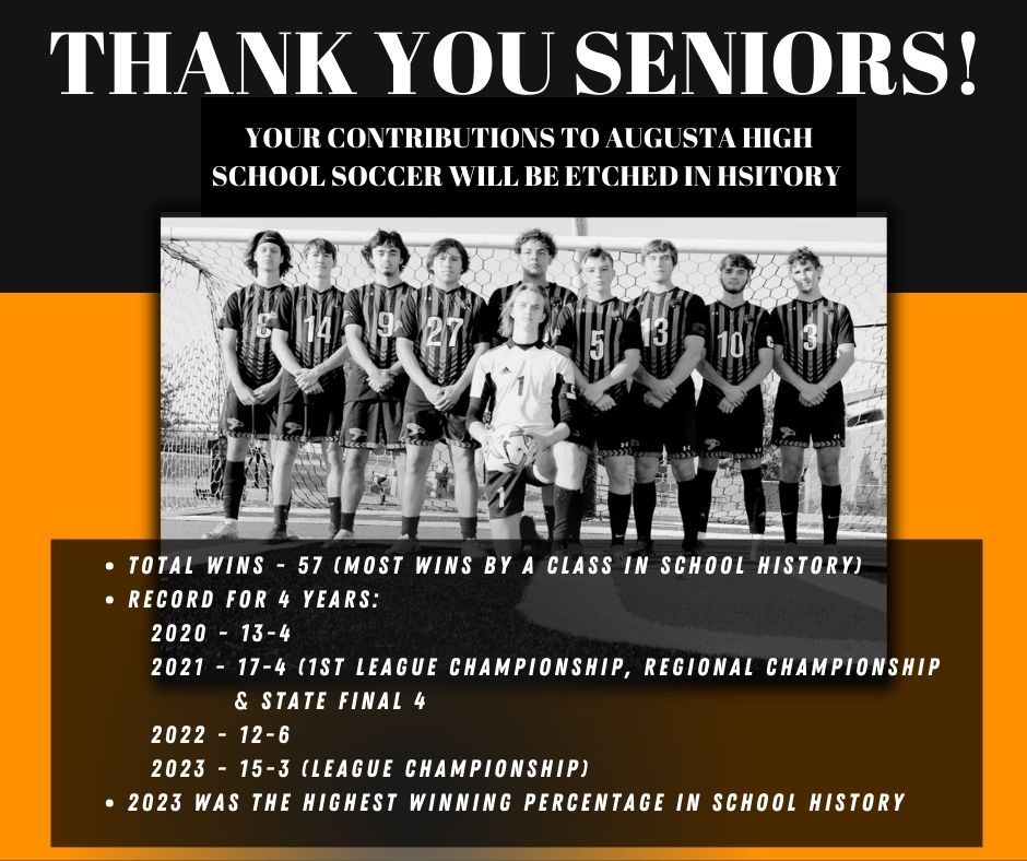 These boys brought something to Augusta that was far greater than soccer. I want to say thank you to our seniors, the best to ever do it. Many of these young men had to step in and play as Freshmen. They have been an integral piece of the transformation of Oriole Soccer.