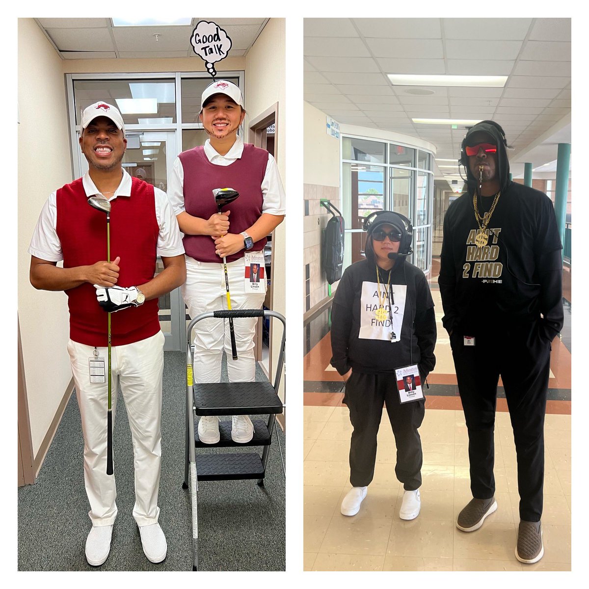 AnaviCoronado's tweet photo. Two years in a row of dressing up as @blin_jr in his costume. #Golfer #CoachPrimeTime #CostumeInception https://t.co/vJu8QSrREL