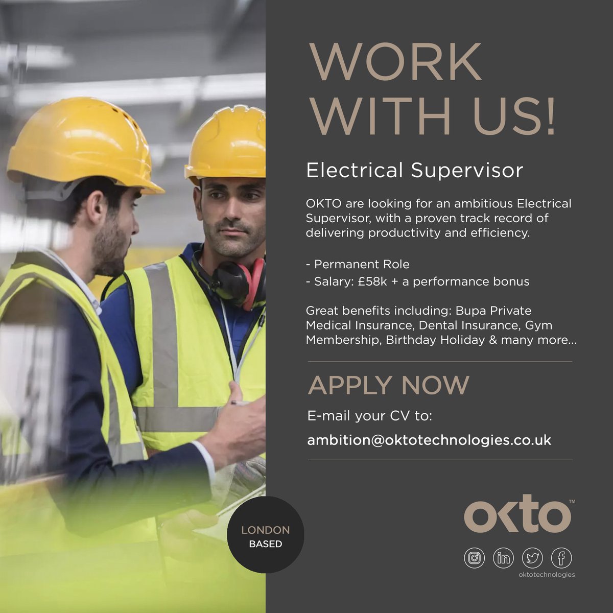 Okto_Tech's tweet image. Come work with us!

With exciting new projects in the works, we’re growing the OKTO Team in London. 

Apply today by emailing your CV to ambiton@oktotechnologies.co.uk 

#OKTOTechnologies #OKTO #jobsearch #careers #jobopening #IT #engineers #projectmanager #graduatejobs