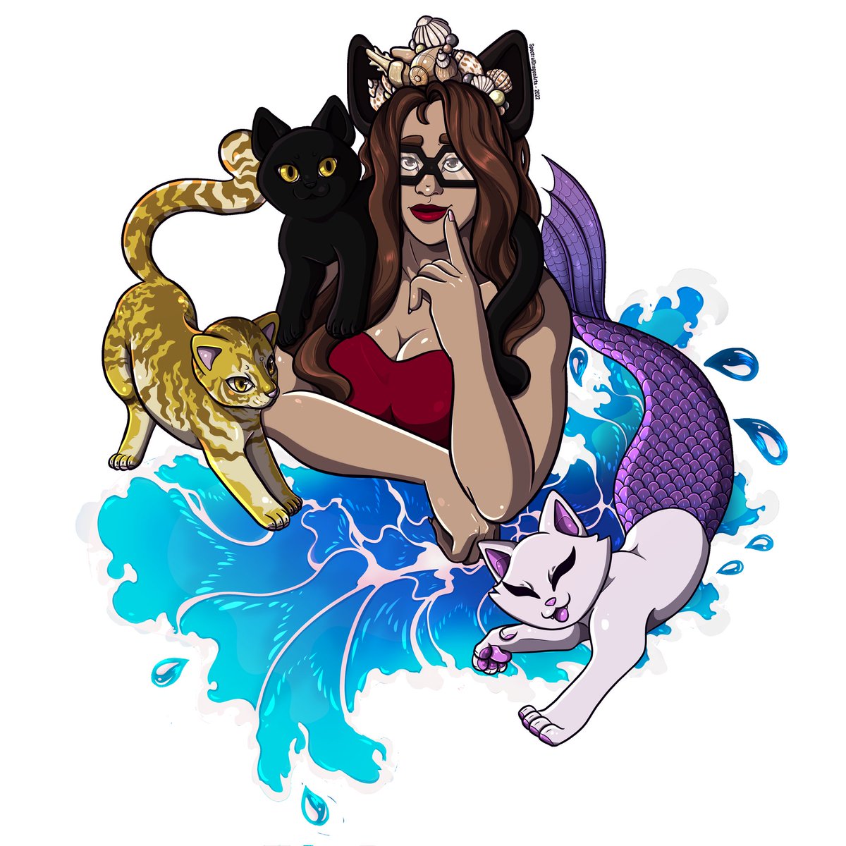 MerKitty96's tweet photo. @NerinSerene Not sure what you want a png of, but this is me, my mascot, and my two kitties. I don't have any emotes of me yet, and there's a few I still want of my mascot 🤷‍♀️ https://t.co/VWibfI4HPQ