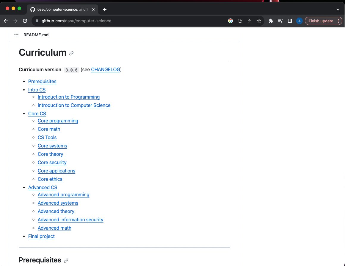 thealexker's tweet image. One of the best links on the internet: A completely free education in computer science for those with the discipline to do it independently. 

The curriculum is designed rigorously according to the requirements of undergraduate computer science majors, with courses from the top…