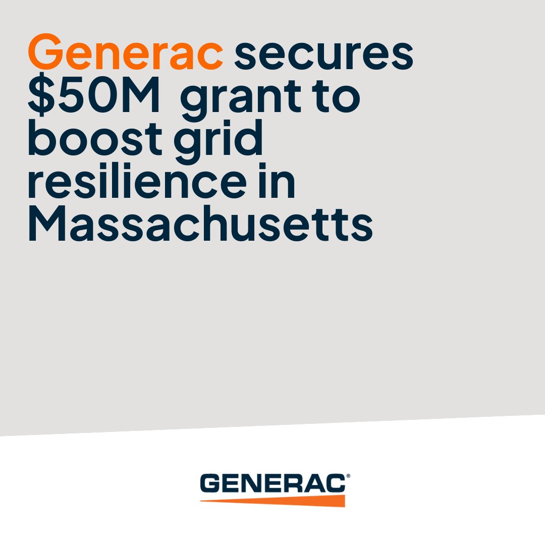 NEW: @ENERGY selected Generac to receive up to $50M in funding to strengthen electric grid resilience and reliability and deliver clean, affordable electricity where it’s needed most. bit.ly/478JlAs #PoweringPossibilities #ThePowerOfGenerac