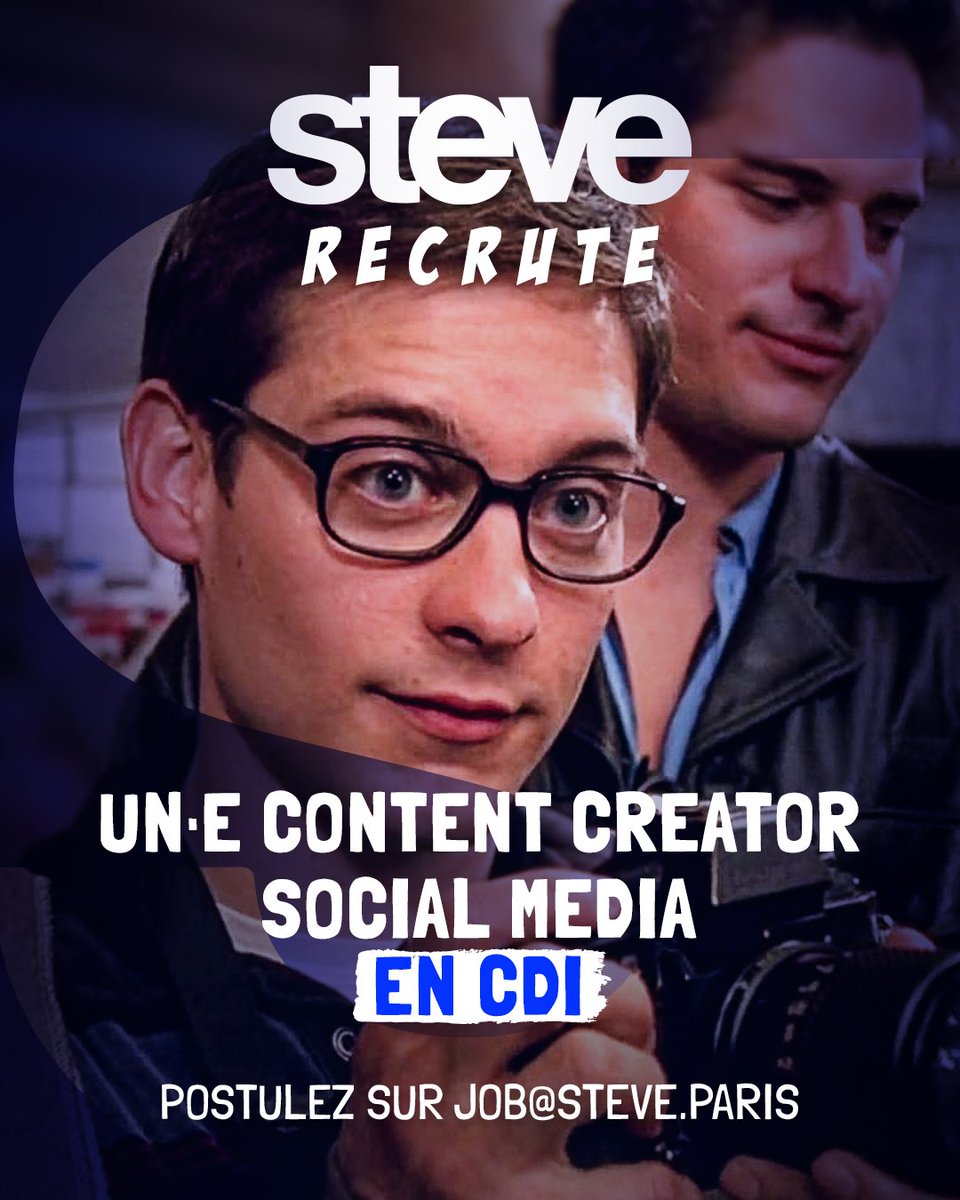 Steveagency's tweet photo. On recherche un.e Content Creator Social Media 👀🤳.
Pour postulez, c’est ici : https://t.co/nPA42oirjJ #recrutement #jobalert https://t.co/ZxmCdkyUoZ