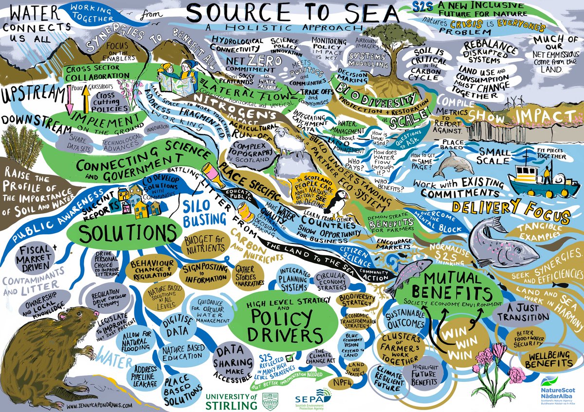 NatureScot's tweet photo. 1/3 Significant research from one of our student interns today on how, for the greatest impact, we need to connect conservation projects with a #SourceToSea approach. #ConservationScience https://t.co/Ipcwh9oN3u