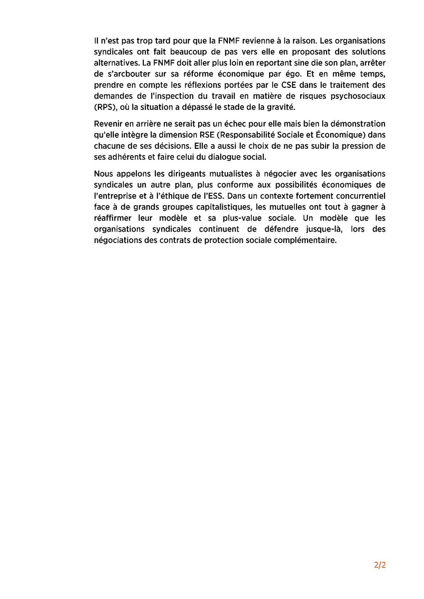 En annonçant le licenciement de + du quart de son personnel,<a href="/mutualite_fr/">Mutualité Française</a> tourne le dos aux valeurs de l'ESS, estime la <a href="/CFDT/">CFDT</a> #PSTE,qui rappelle que les syndicats ont jusqu'à présent défendu le modèle #mutualiste lors des négociat°des contrats de protection sociale complémentaire