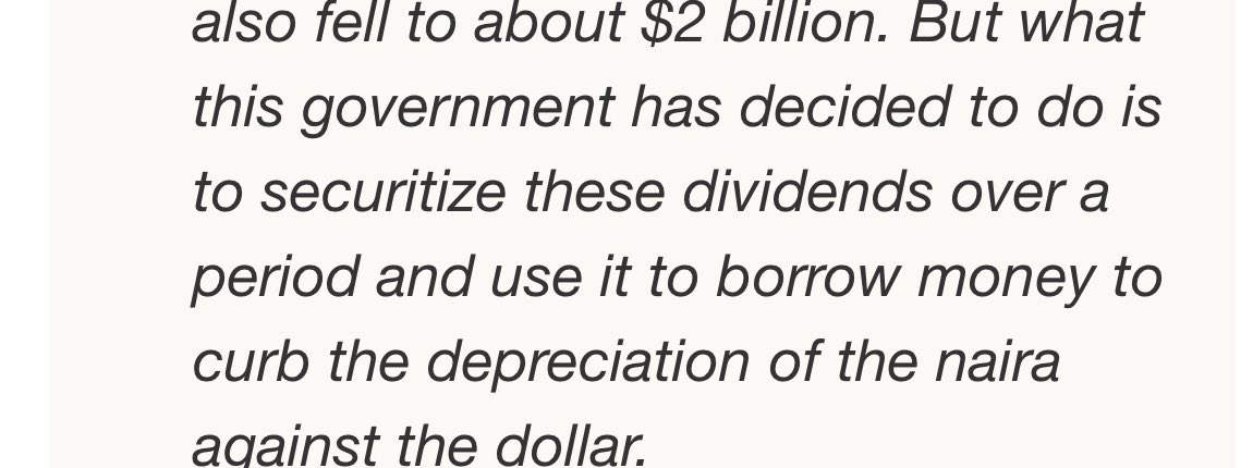 Baffling that this is what the govt thinks will solve the currency depreciation issue. Borrowing against the future dividends of NLNLG to defend a currency that will still fall back to new lows after some months is an unwise decision. A serious govt will focus on solving the…