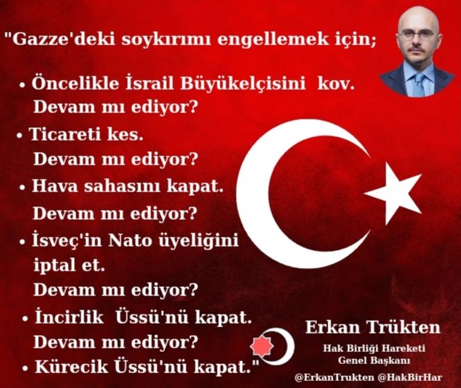KAMUOYUNA DUYURUM!

🔴Gazze halkı karanlıkta vahşice bir soykırıma tabi tutuluyor. Bu konuda somut adım atmayan ve diplomatik konuşmaları somut adım olarak gösteren başta ülkem Türkiye Cumhuriyeti'nin başındaki Cumhurbaşkanı Recep Tayyip Erdoğan'ı ve diğer İslam ülkesi