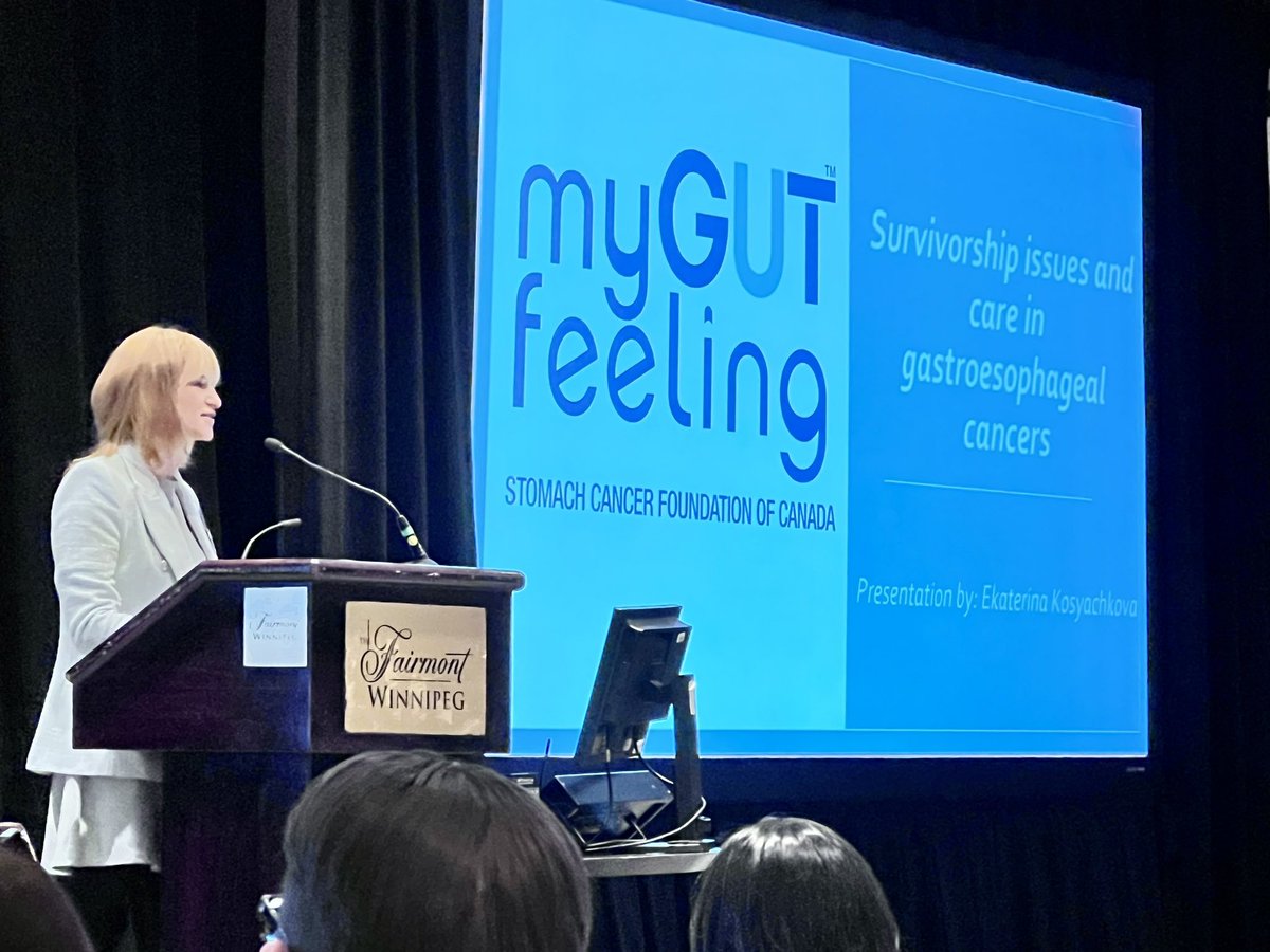 GillSharlene's tweet photo. #WC5 🇨🇦 #Winnipeg
👏 inspiring presentation by Katy Kosyachkova @StomachlessPA @mygutfeelingca
From Survivor to Provider ❤️
📌 lessons to be learned from our patients on how we can improve #gastric #cancer care thanks🙏 #stcsm
#StomachCancerAwareness
#PowerofPeriwinkle https://t.co/6Tdw2eec3V