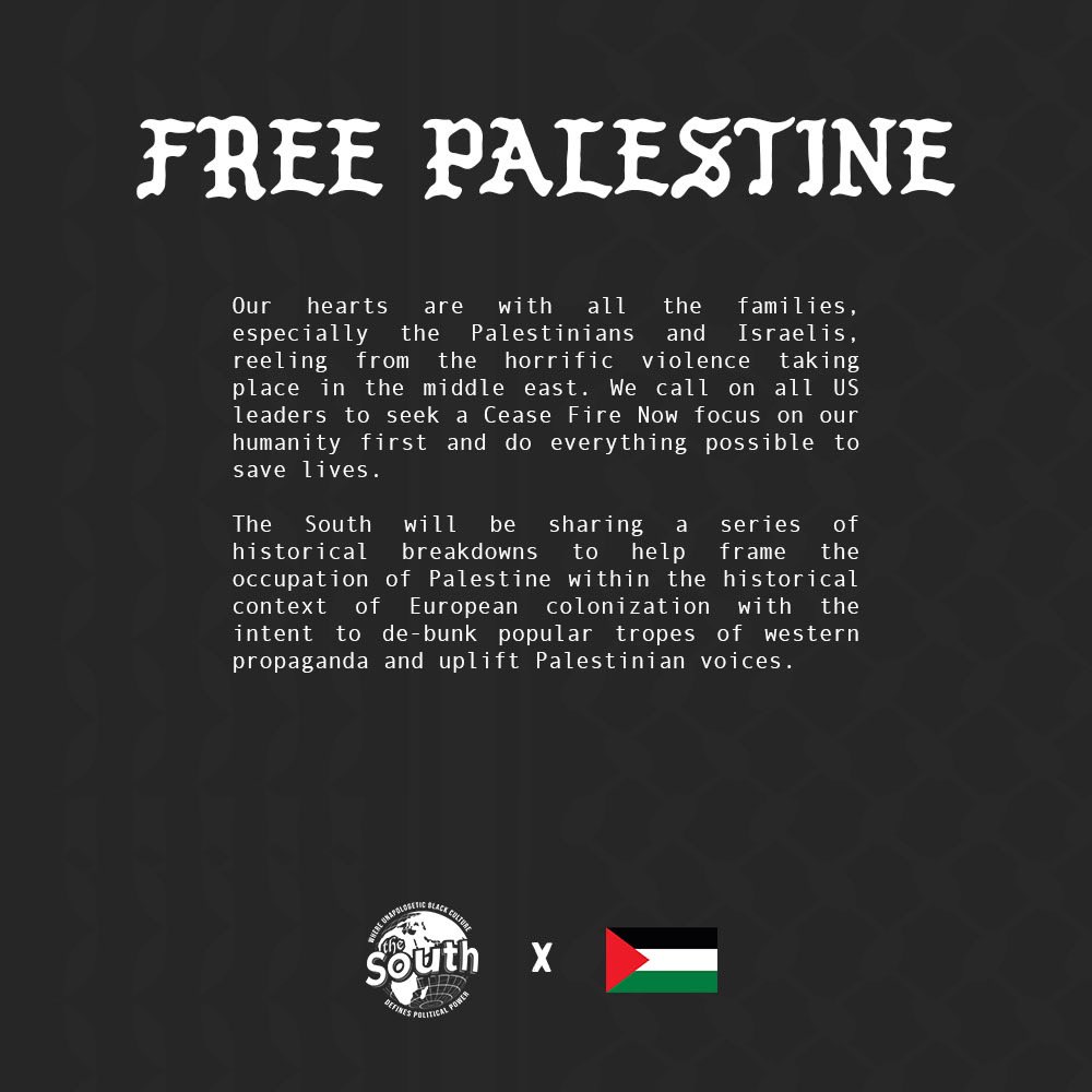 the____south's tweet photo. In the legacy of Malcolm X, Angela Davis, Kwame Ture and countless other Black freedom fighters, we stand with and for the people of Palestine. 

The time to educate yourself and take action is NOW! #FreePalestine https://t.co/QJgCZ5J21m