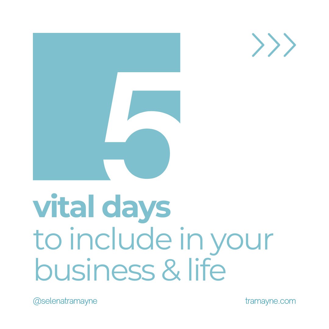 SelenaTramayne's tweet photo. Incorporate these 5 days into your business and life to get the most out of both. 

Read the article here:

https://t.co/eKNmxnunDb https://t.co/Lx5aIXxu41