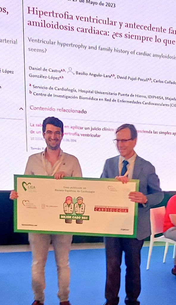🏆 Muchas felicidades a Daniel de Castro, Basilio Angulo-Lara, David Pujol-Pocull, Carlos Collado-Macián y Esther González-López, de <a href="/cardiopdh/">Cardiología Puerta de Hierro🫀</a>, por el caso publicado en Revista Española de Cardiología de la #LigaCasos 2023 "Hipertrofia ventricular y antecedente familiar de