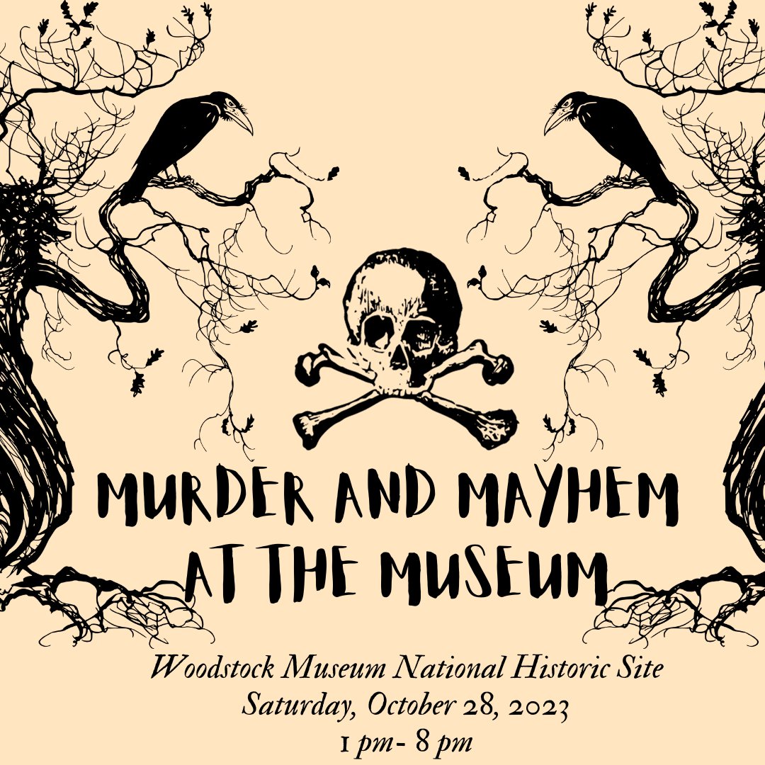 Beloved local seamstress Bessie Woods has been murdered, and it is up to you to figure out which of our historic characters did it! Buy your tickets here: cityofwoodstock.formbuilder.ca/Museum/Events/…

#woodstock #woodstockevents #woodstockmuseum #halloweekend #halloween #murdermystery