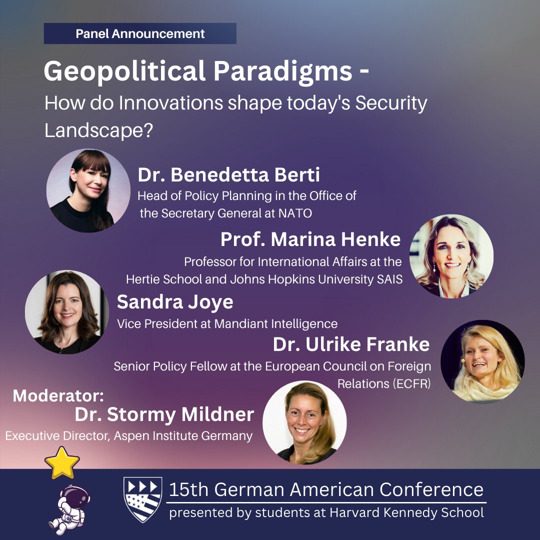 🌟 Join us for a thought-provoking panel discussion on the future of global security in our tech-driven world. 🌍🔒Our panelist are @benedettabertiw @JumpforJoyce, @mephenke, @RikeFranke and @stormy_mildner📅 When: Sat, Oct 28 🕒 Time: 11:15 am - 12:30 pm 📍 Where: HKS #GAC2023