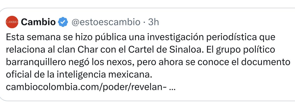 Tolaymaruja's tweet photo. De @Perroacuadros 

Primero le decían la Familia Char, lentamente pasaron a llamarlos el clan Char y estamos muy cerca de que se normalice el término el cartel de los Char. https://t.co/4UKTPC8EYF