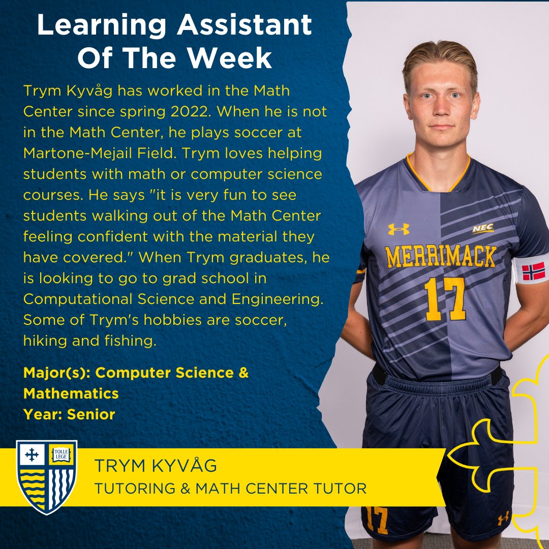 MCMathCenter's tweet photo. Meet our Learning Assistant of the week, Trym Kyvag. Congrats Trym! https://t.co/6ARd4E3Lw2