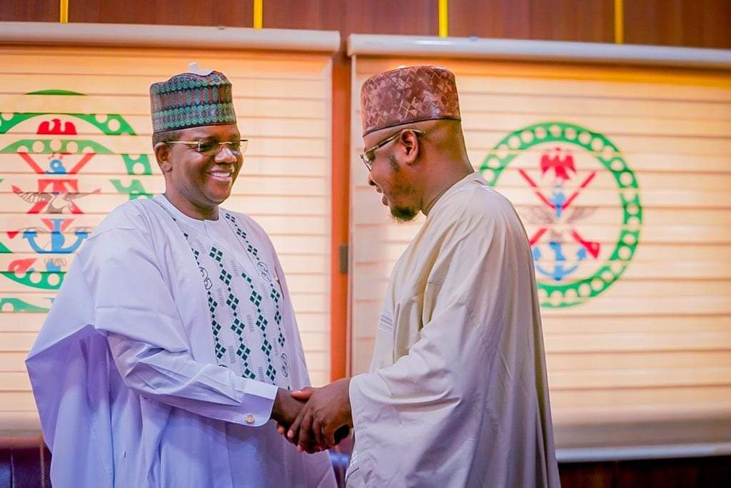 AbdulwaliTahir's tweet photo. The immediate past Minister of Communication and Digital Economy @ProfIsaPantami today visited the Honourable Minister of State for Defence, Dr. Bello Muhammed Matawalle MON in his office at Abuja. https://t.co/oZPSjvM6Dr