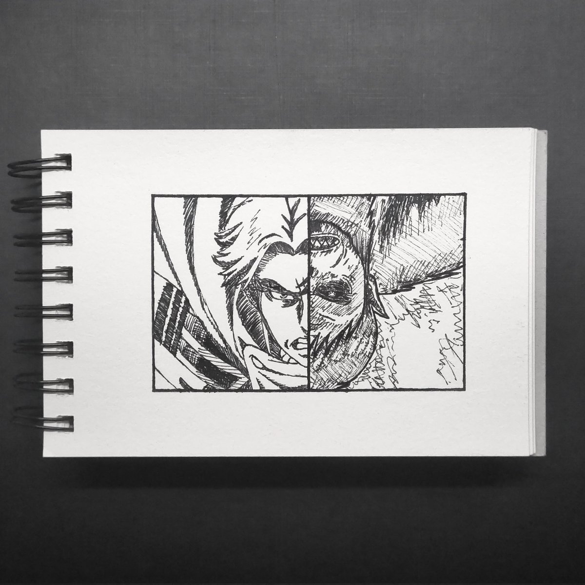 MarvinDamstra's tweet photo. #Inktober day 27, "Beast". I can't believe it's been almost 2.5 years since these two had their third fight in #aotfinalseason. I'm not entirely up to date on the series, but with  a release soon I'm currently catching up.

#inktober2023 #inktober2023day27 #inktober2023beast https://t.co/9hSTPb3MLx