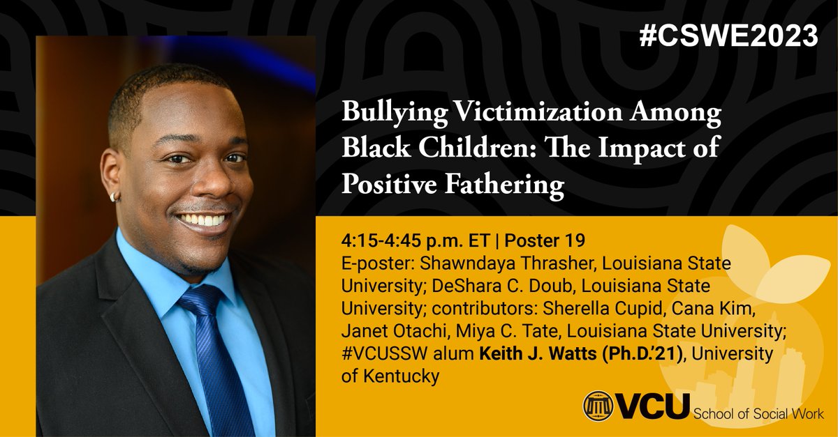 10/27 – <a href="/CSocialWorkEd/">CSWE</a>’s #CSWE2023:  Shawndaya Thrasher and DeShara C. Doub, <a href="/LSU/">LSU</a> Social Work; contributor: #VCUSSW alum <a href="/WattsKeithJ/">Keith J. Watts, PhD, MSW</a> (Ph.D.’21), @UKCoSW. vcussw.info/APM2023-16