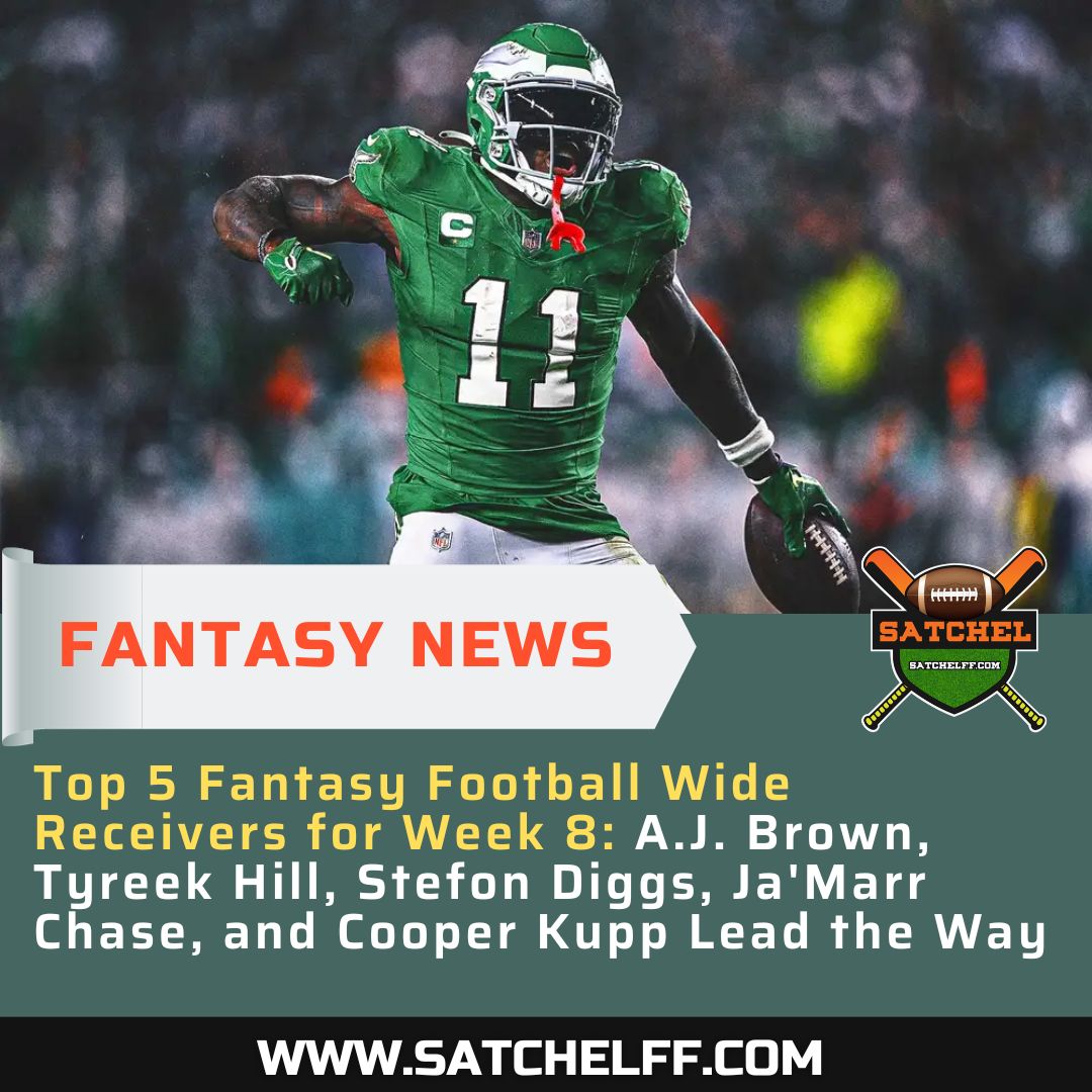 SatchelFF's tweet photo. Expect a high-octane showdown as these top-tier receivers bring their A-game in Week 8. A.J. Brown and Tyreek Hill aim to dominate the field.

Disclaimer: All rights reserved.

#Satchelff #FantasyFootball #Week8Rankings https://t.co/cjInxVwHiO