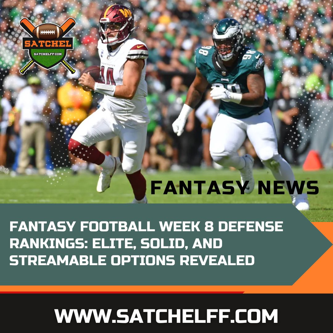 SatchelFF's tweet photo. Defensive strategies take the spotlight as Week 8 approaches. In the world of fantasy football, optimizing your D/ST position can be a game-changer.

Disclaimer: All rights reserved.

#Satchelff #FantasyFootball #Week8Rankings https://t.co/D04gWyzHAP