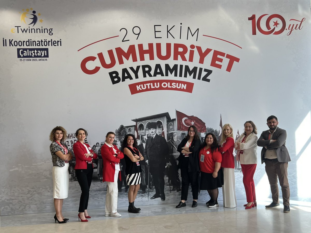 eTwinning İstanbul (@etwinning_ist) on Twitter photo 🇹🇷Cumhuriyetimizin 100. Yılı temasıyla Antalya'da düzenlenen İl Koordinatörleri Çalıştayına (25-27 Ekim,2023) İstanbul'dan İl Koordinatörleri, İçerik ve Kalite Geliştirme Ekibinden olmak üzere 9 öğretmenimiz katılım sağladı.
<a href="/tcmeb/">Millî Eğitim Bakanlığı</a>
<a href="/Yusuf__Tekin/">Yusuf Tekin</a>
<a href="/istanbulilmem/">İstanbul İl Millî Eğitim Müdürlüğü</a>
<a href="/MucahitYentur/">Murat Mücahit Yentür</a> 🇹🇷Cumhuriyetimizin 100. Yılı temasıyla Antalya'da düzenlenen İl Koordinatörleri Çalıştayına (25-27 Ekim,2023) İstanbul'dan İl Koordinatörleri, İçerik ve Kalite Geliştirme Ekibinden olmak üzere 9 öğretmenimiz katılım sağladı.
<a href="/tcmeb/">Millî Eğitim Bakanlığı</a>
<a href="/Yusuf__Tekin/">Yusuf Tekin</a>
<a href="/istanbulilmem/">İstanbul İl Millî Eğitim Müdürlüğü</a>
<a href="/MucahitYentur/">Murat Mücahit Yentür</a>