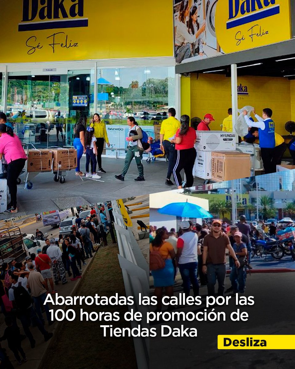 CiudadGuayanaFB's tweet photo. ¡ÚLTIMA HORA!😎 Así se encontra @tiendasdaka a nivel nacional en el segundo día de las #100HorasDaka 1️⃣0️⃣0️⃣💛

¡Anda por tu producto favorito!🫶🏼💛

#TodasNuestrasTiendasDaka
#TiendasDaka #DakaSeFeliz 
#PromocionesInsuperables #ColasEnDaka #DescuentosDaka #PuertoOrdaz #Guayana https://t.co/wnCNHHt3D4