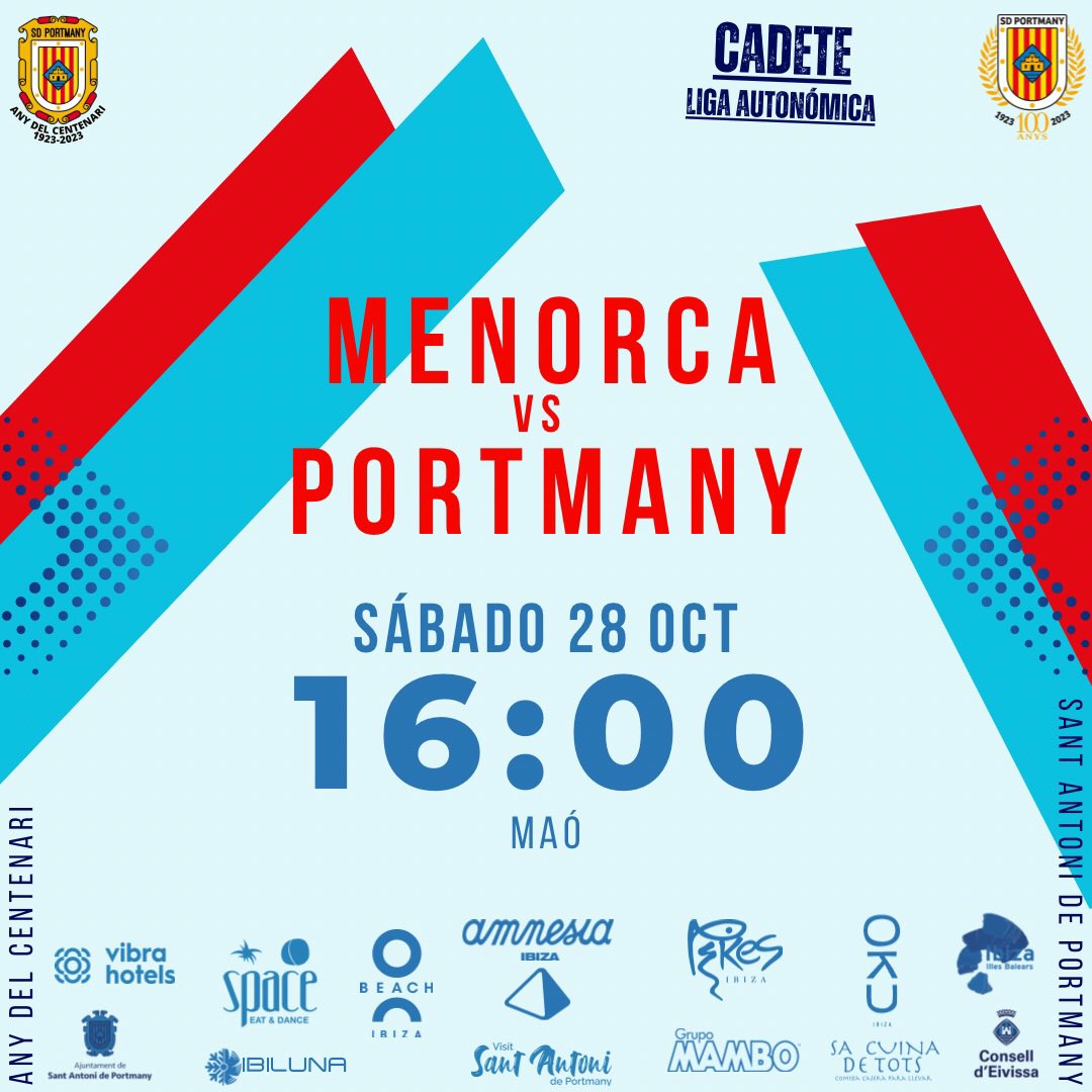 🔴🔵✈️𝗖𝗮𝗱𝗲𝘁𝗲 𝗔𝘂𝘁𝗼𝗻𝗼́𝗺𝗶𝗰𝗼 ▶️J7 🆚 @clubdeportivomenorca 📆Sábado 28 de octubre ⏱️16:00 🏟️Maó #somportmany #clubcentenario #weareibiza #vamosibiza