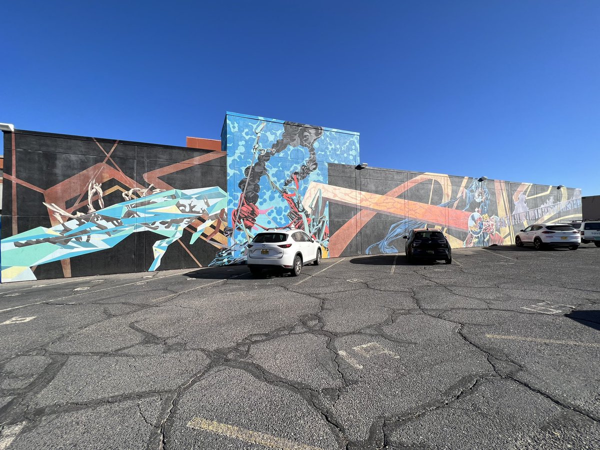 dajmeyer's tweet photo. Organizers cleverly located #SQuInT2023 only a couple of blocks away from @drdroom’s “Quantum Bridge”. If only transportation here were so easy!
#ABQmural #ABQart https://t.co/iw89rD8TE8