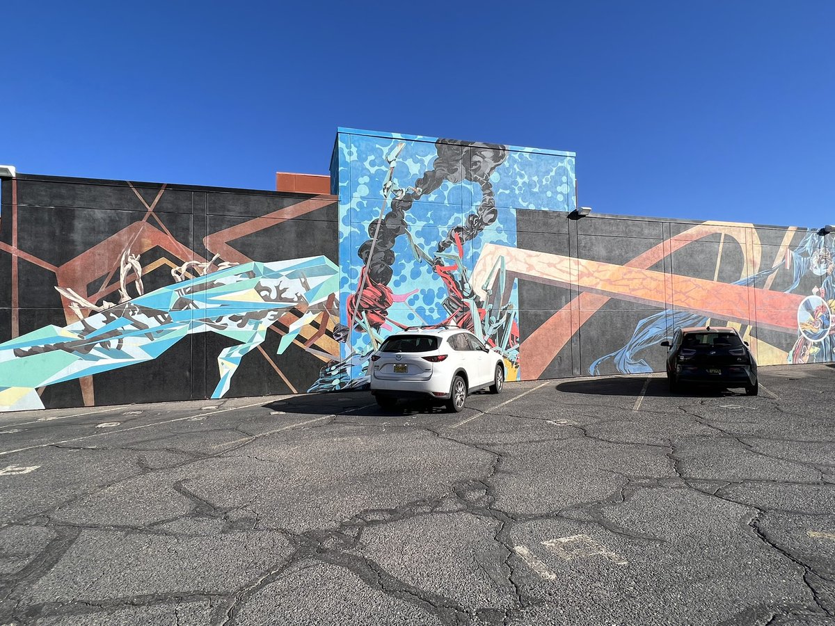 dajmeyer's tweet photo. Organizers cleverly located #SQuInT2023 only a couple of blocks away from @drdroom’s “Quantum Bridge”. If only transportation here were so easy!
#ABQmural #ABQart https://t.co/iw89rD8TE8