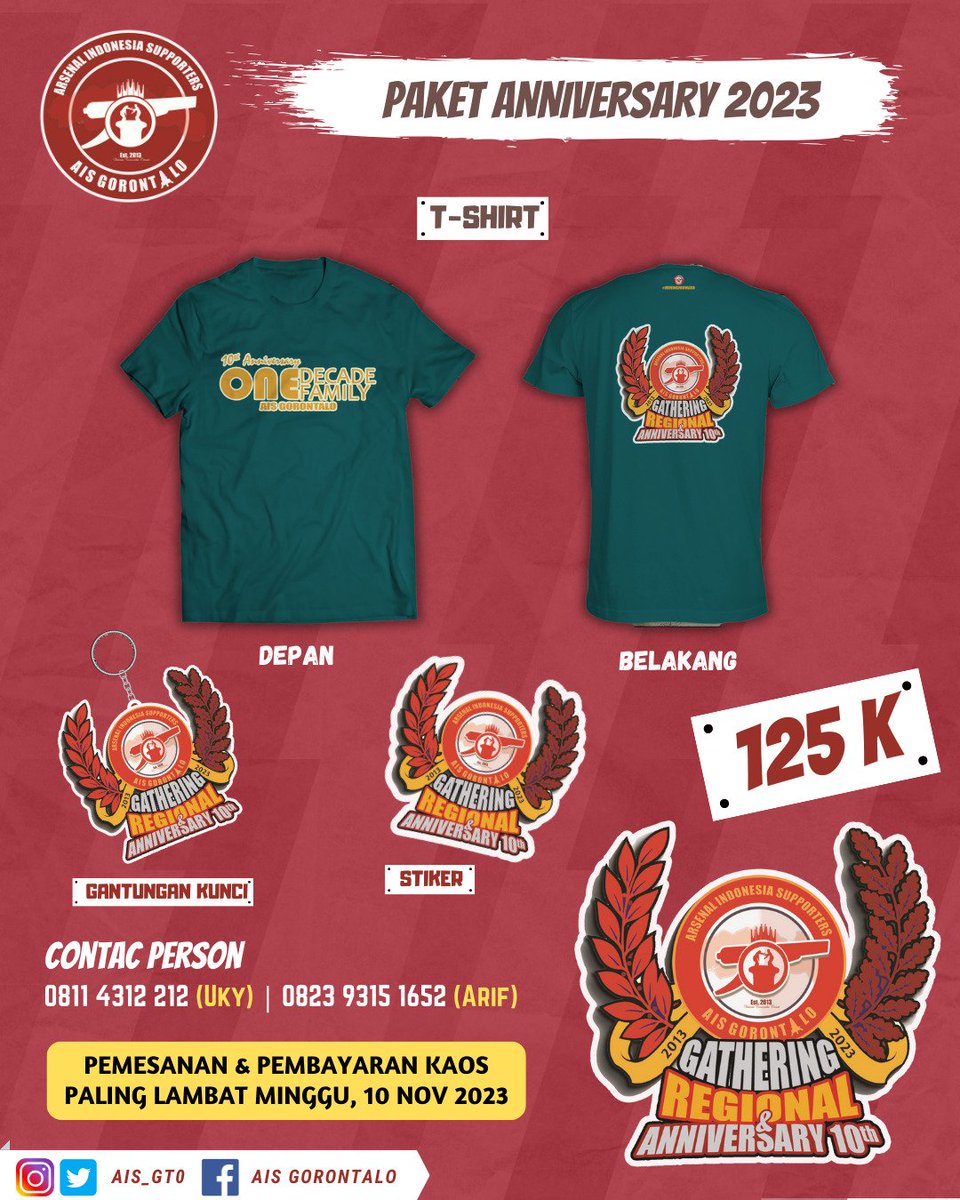 AIS Gorontalo (@ais_gto) on Twitter photo Hello Gooners & Goonnette ๐ฅ๐ฅ
<a href="/AIS_GTO/">AIS Gorontalo</a> mempersembahkan Paket Anniversary ke 10, info pemesanan dapat menghubungi:
0811 4312 212 | Uky (WA)
0823 9315 1652 | Arif (WA)
Atau klik link >> bit.ly/PesanPaketAnivโฆ
#gorontalo #anniversary Hello Gooners & Goonnette ๐ฅ๐ฅ
<a href="/AIS_GTO/">AIS Gorontalo</a> mempersembahkan Paket Anniversary ke 10, info pemesanan dapat menghubungi:
0811 4312 212 | Uky (WA)
0823 9315 1652 | Arif (WA)
Atau klik link >> bit.ly/PesanPaketAnivโฆ
#gorontalo #anniversary