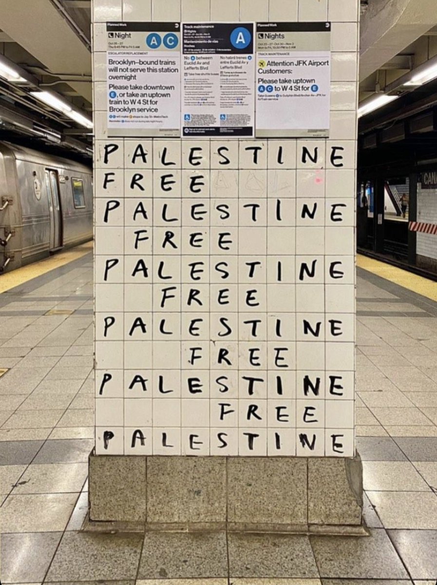 GraffitiRadical's tweet photo. Free Palestine spotted in the NYC subway https://t.co/fIQrBb5zBA