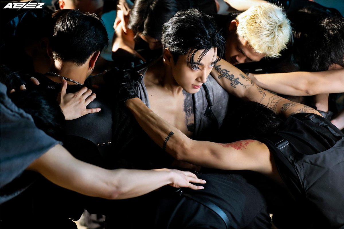 Koreaboo's tweet photo. ATEEZ's San shares behind-the-scenes photos of his new Performance Video to Imagine Dragons' "Warrior". https://t.co/qHwFOXX88h
