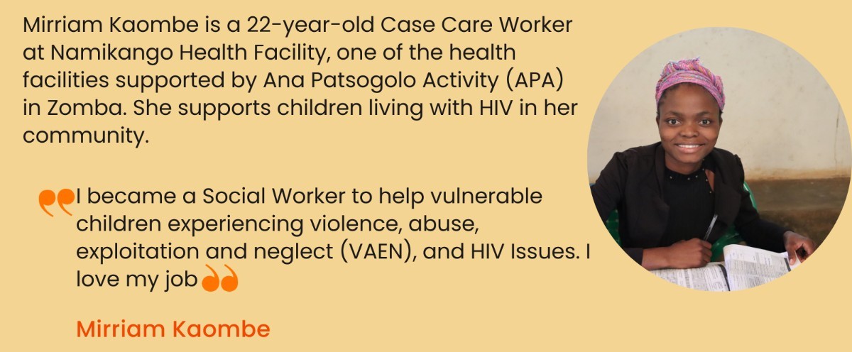 'I became a social worker to help vulnerable children experiencing violence, abuse, exploitation and neglect, and HIV issues. I love my job.' - Mirriam Kaombe, community care case worker, Ana Patsogolo Activity, #Malawi This #SSWWeek, we celebrate the social service workforce!