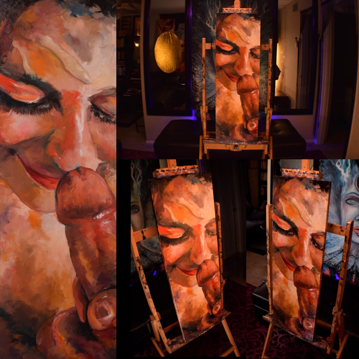 Xephilix's tweet photo. Bliss “12x36 oil on canvas #eroticart https://t.co/E9j5TZSA9D