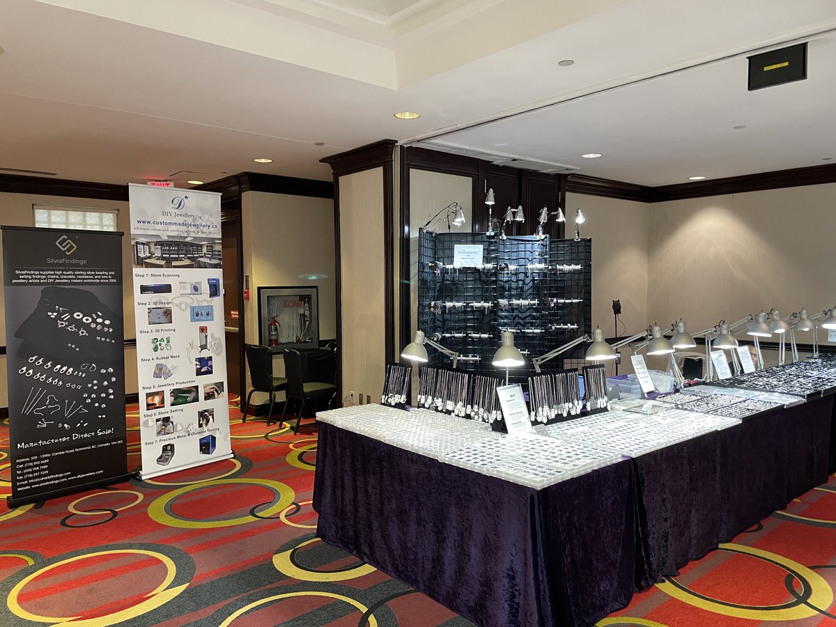 SilviaFindings's tweet photo. It's Day 1 at the Toronto Gem Expo! We're ready to dazzle you! Visit our booth, get ready to be amazed by our selection of sterling silver and gold jewelry findings and settings. Buy a stone and we  can set it into a pendant, ring, or earrings setting.Visit our booth today! https://t.co/U8WEeOs8FN