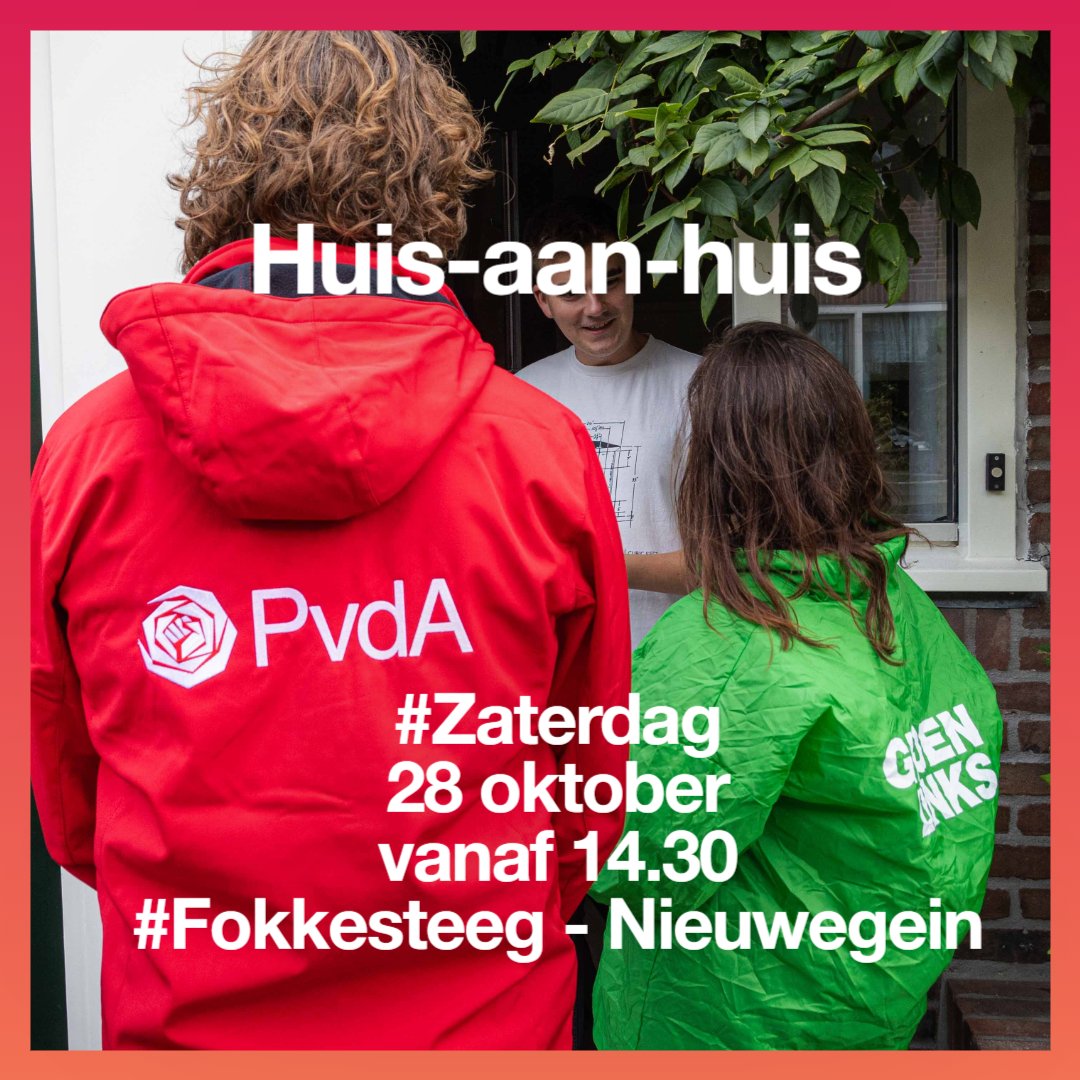 Op zaterdag 28 oktober 2023 komt #GroenLinksPvdA naar je toe! We wandelen door #Fokkesteeg in #Nieuwegein om met jou in gesprek te gaan. #SamenKanHet #TK23