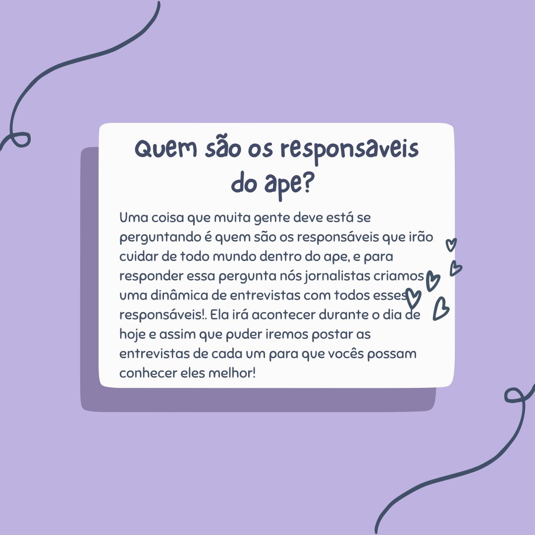🗞️ | Dinâmica: Conheça os stafs do APE!