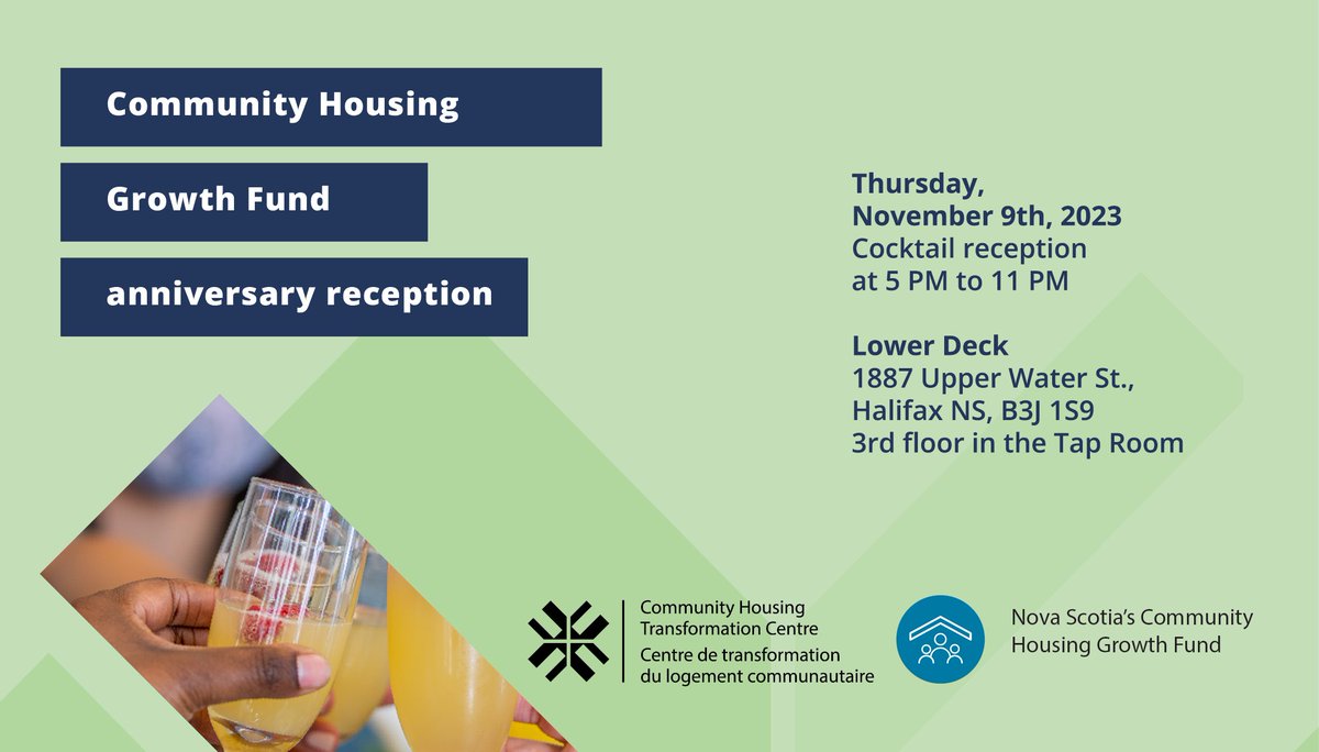 Sharing on behalf of @cntr_support: Celebrate the one-year anniversary of the Nova Scotia Community Housing Growth Fund. Chat with grantees, sector leaders, and government representatives. Enjoy food, music, and drinks, courtesy of the Centre. RSVP: docs.google.com/forms/d/e/1FAI…