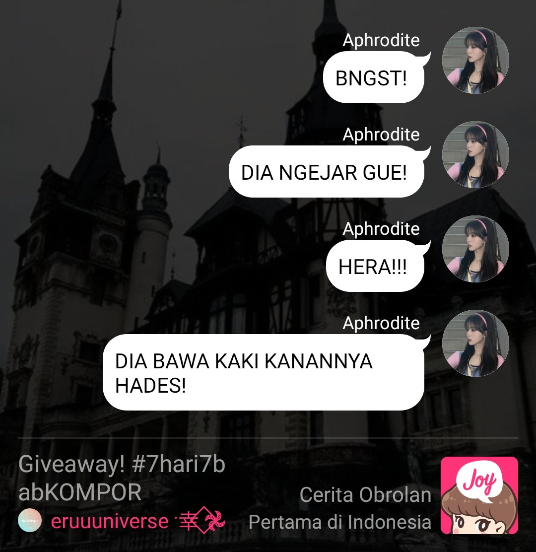eruuuniverse's tweet photo. @Joylada_ID — DAY 4

"GIVEAWAY"
—; a mystery/horror story
#7Hari7BabKOMPOR 

Malam semakin larut, dan ketegangan mereka semakin menjadi-jadi. Di tengah banyaknya anomali, kira-kira siapa yang paling bisa dipercaya? 
Pada sus semua.... :)

Tersedia di  @Joylada_ID 
https://t.co/cL7tki9Mkr https://t.co/OEBdzxp3JQ