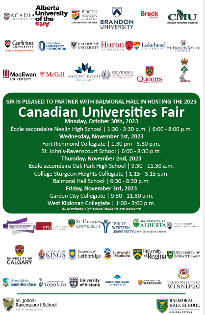 Canadian Universities will be visiting Neelin High School on Monday, Oct. 30th from 6-8pm!! Lots of opportunities here to chat with reps from schools across Canada about post-secondary education!! #bsd #postsecondary #greatopportunity