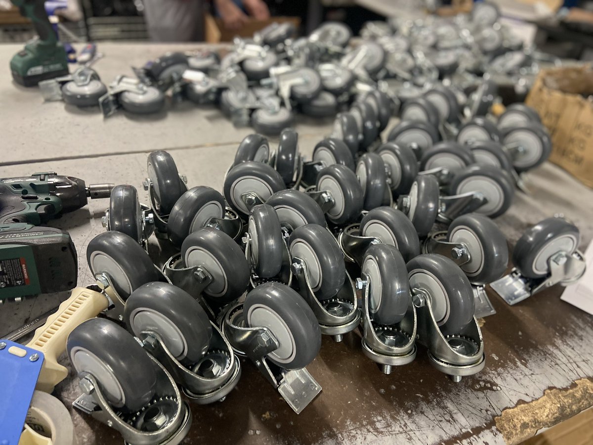 AccessCasters's tweet photo. Rolling into the weekend smoothly! These thermoplastic rubber wheels offer a smooth non marking ride across your floors! #chicago #business #fabrication #engineering #nonmarking #TGIF https://t.co/k2VKgDN7af