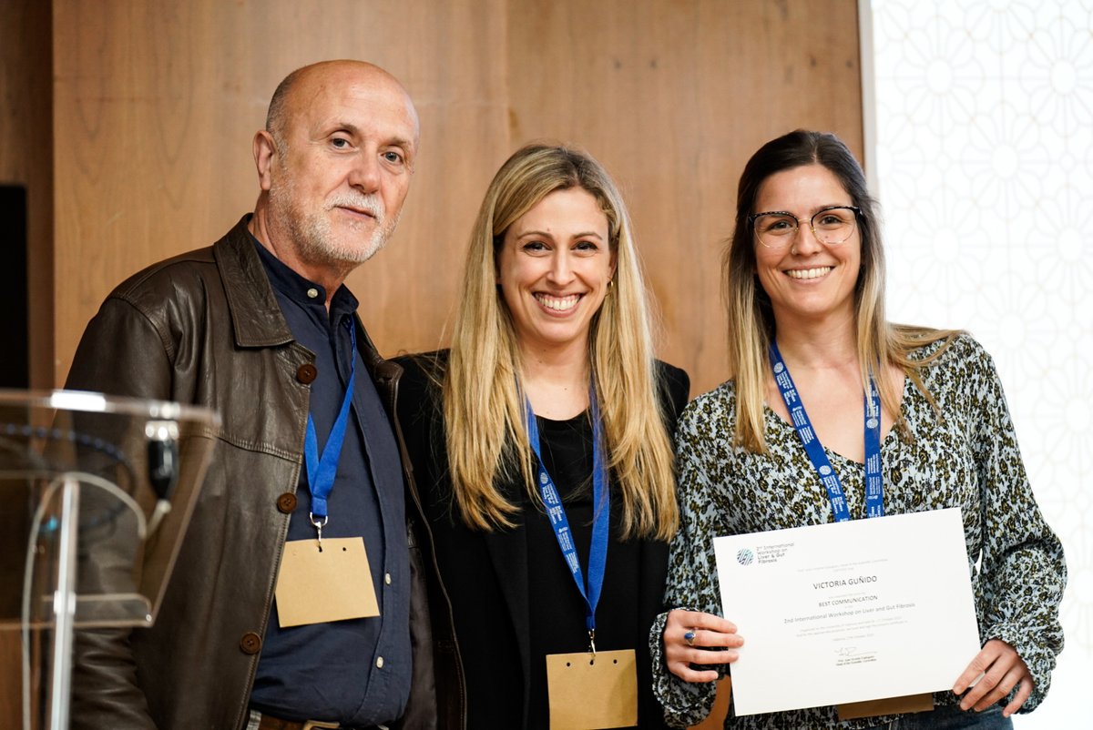 Congrats to <a href="/victoriamariag/">vicki</a>  for her excellent oral communication "Dissecting submucosal fibroblast populations of human colon Crohn's Disease through spatial transriptomics." Best communication award at the 2nd International Workshop on Liver and Gut Fibrosis #FibrosisValencia